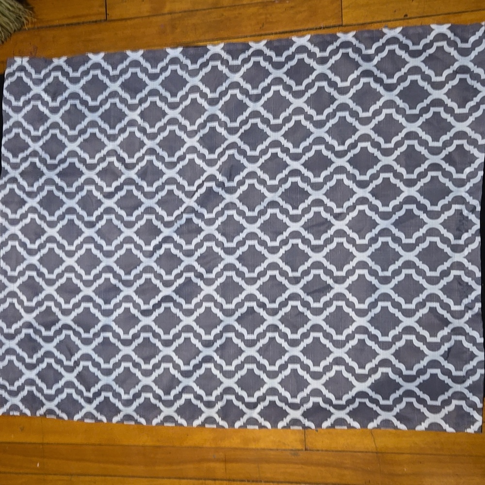 3 Pc Grey And White Curtain Set